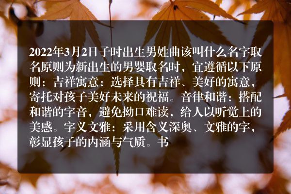 2022年3月2日子时出生男姓曲该叫什么名字