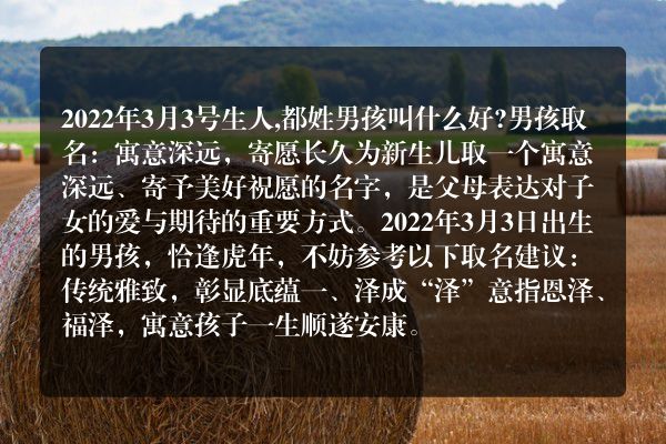 2022年3月3号生人,都姓男孩叫什么好?