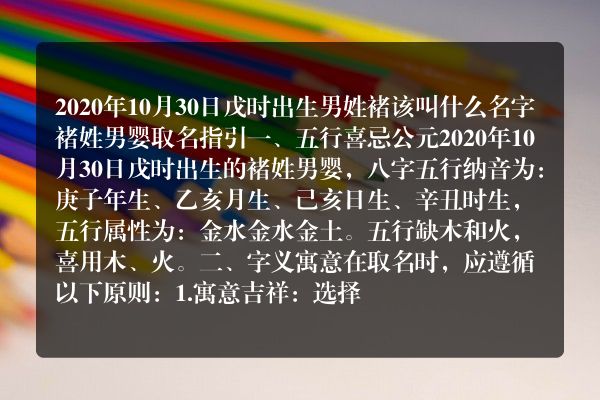 2020年10月30日戊时出生男姓褚该叫什么名字