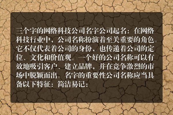 三个字的网络科技公司名字