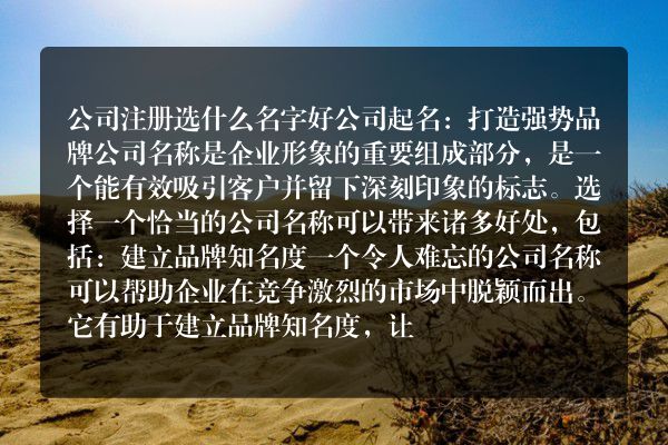 公司注册选什么名字好