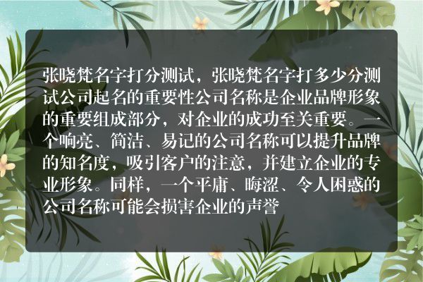 张晓梵名字打分测试，张晓梵名字打多少分测试