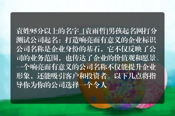 袁姓95分以上的名字_[袁雨哲]男孩起名网打分测试