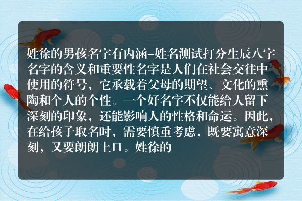 姓徐的男孩名字有内涵-姓名测试打分生辰八字