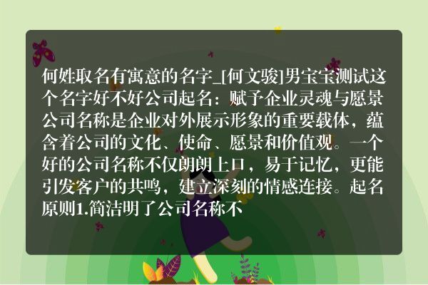 何姓取名有寓意的名字_[何文骏]男宝宝测试这个名字好不好