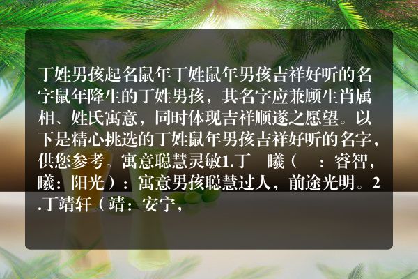 丁姓男孩起名鼠年