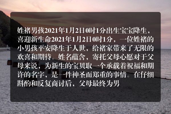 姓褚男孩2021年1月2日0时1分出生