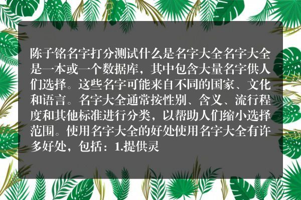 陈子铭名字打分测试