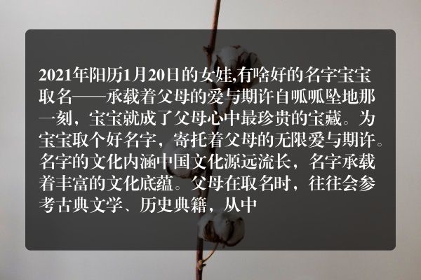 2021年阳历1月20日的女娃,有啥好的名字