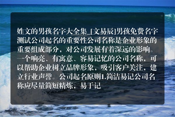 姓文的男孩名字大全集_[文易辰]男孩免费名字测试