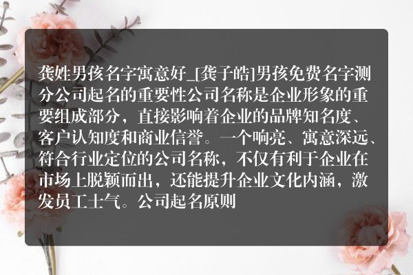 龚姓男孩名字寓意好_[龚子皓]男孩免费名字测分