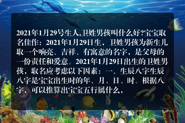 2021年1月29号生人,卫姓男孩叫什么好?