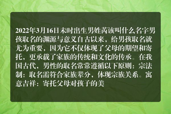 2022年3月16日未时出生男姓芮该叫什么名字