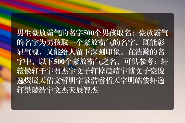 男生豪放霸气的名字500个