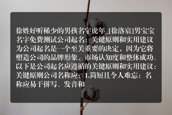 徐姓好听稀少的男孩名字虎年_[徐洛宸]男宝宝名字免费测试