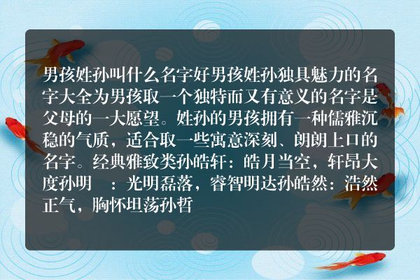 男孩姓孙叫什么名字好