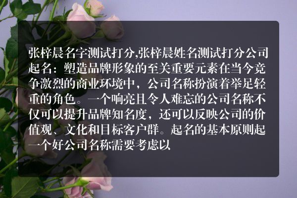 张梓晨名字测试打分,张梓晨姓名测试打分