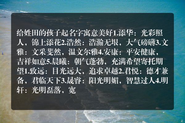 给姓田的孩子起名字