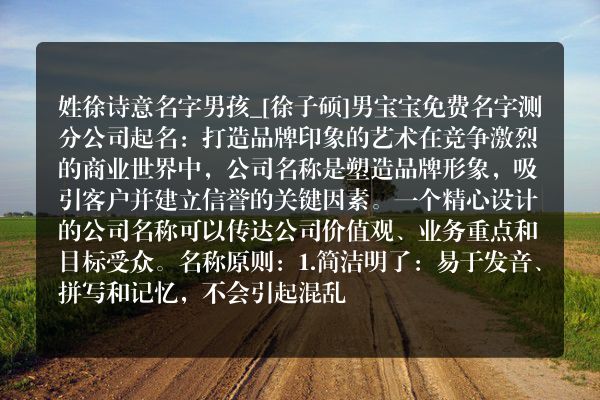 姓徐诗意名字男孩_[徐子硕]男宝宝免费名字测分