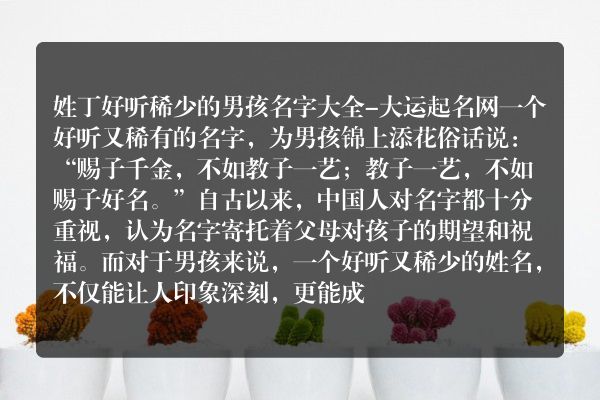 姓丁好听稀少的男孩名字大全-大运起名网