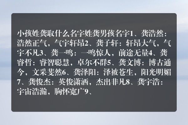 小孩姓龚取什么名字