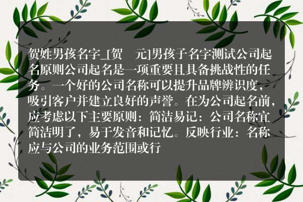 贺姓男孩名字_[贺淏元]男孩子名字测试