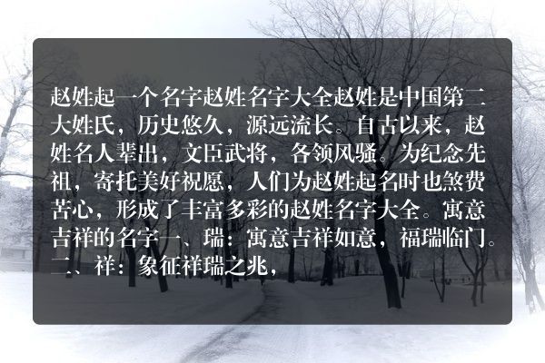 赵姓起一个名字